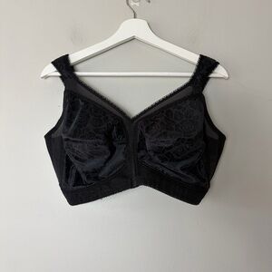 Playtex Black Floral Adjustable Strap Bra 40DDD